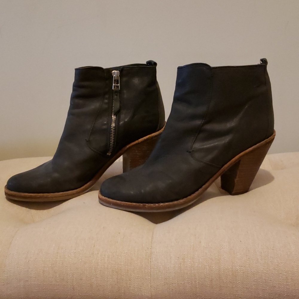 All Saints Black Leather Ankle Boots Size 40